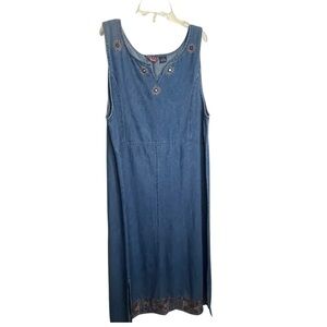 VTG 90s Asazy Denim Embroidered Maxi Dress